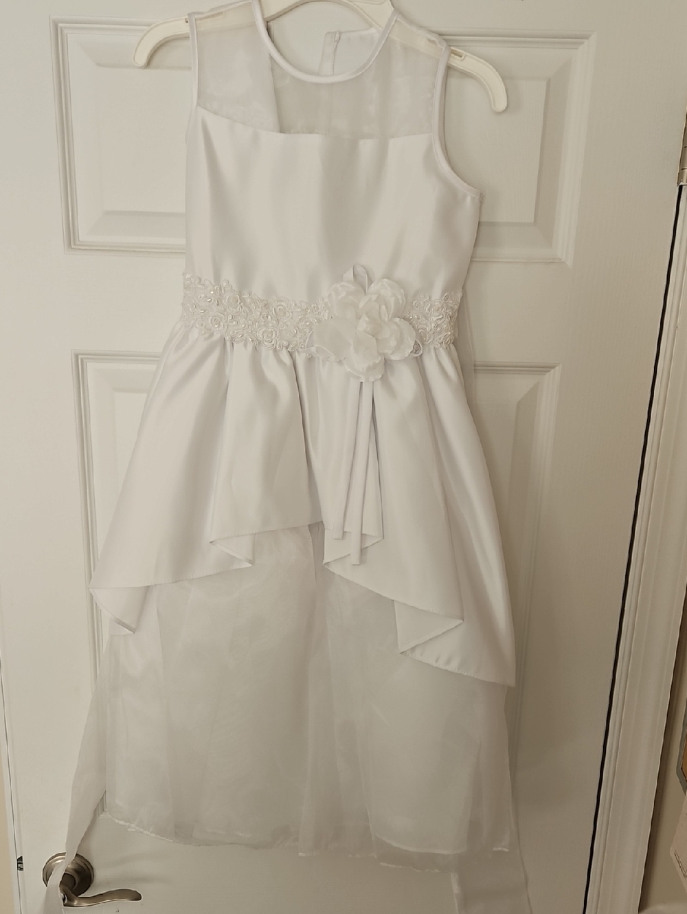 White Flower-Accent Girls' Occasion Dress